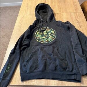 Black Hoodie with Camouflage Logo
